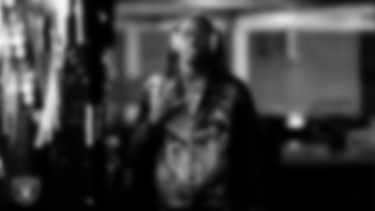 Las Vegas Raiders wide receiver Dont'e Thornton Jr. (10) arrives to the regular season home game against the New York Giants at Allegiant Stadium.