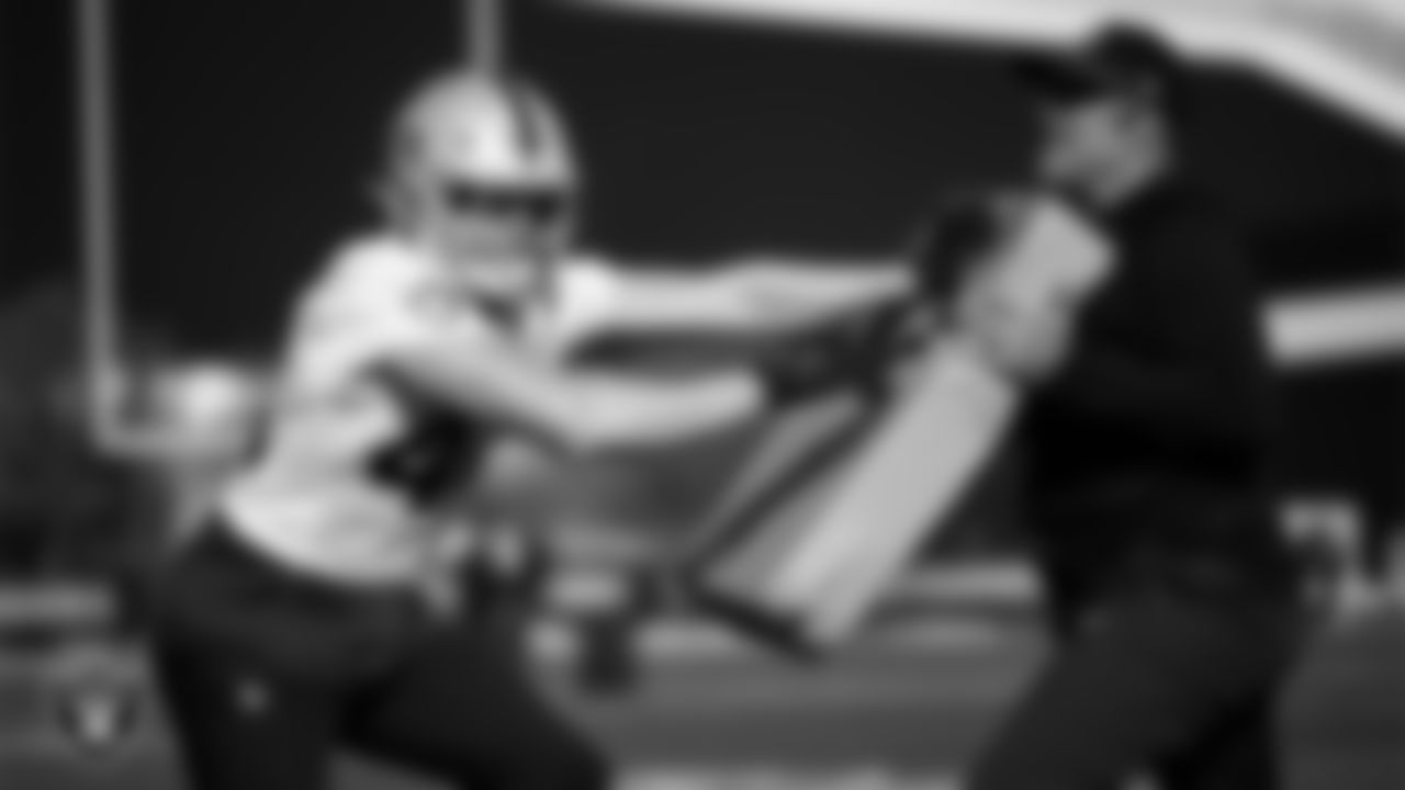 Las Vegas Raiders linebacker Tommy Eichenberg (44) during practice at Intermountain Health Performance Center.