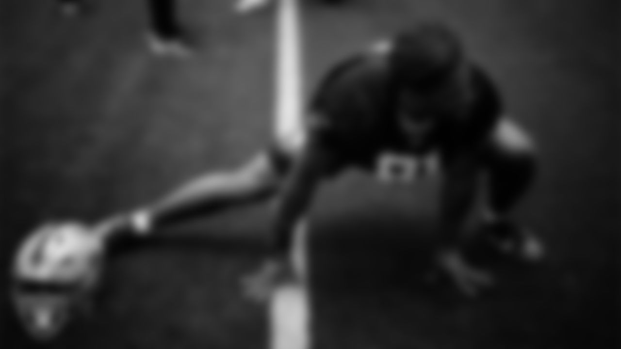Las Vegas Raiders defensive end Jahfari Harvey (91) during practice at Intermountain Health Performance Center.