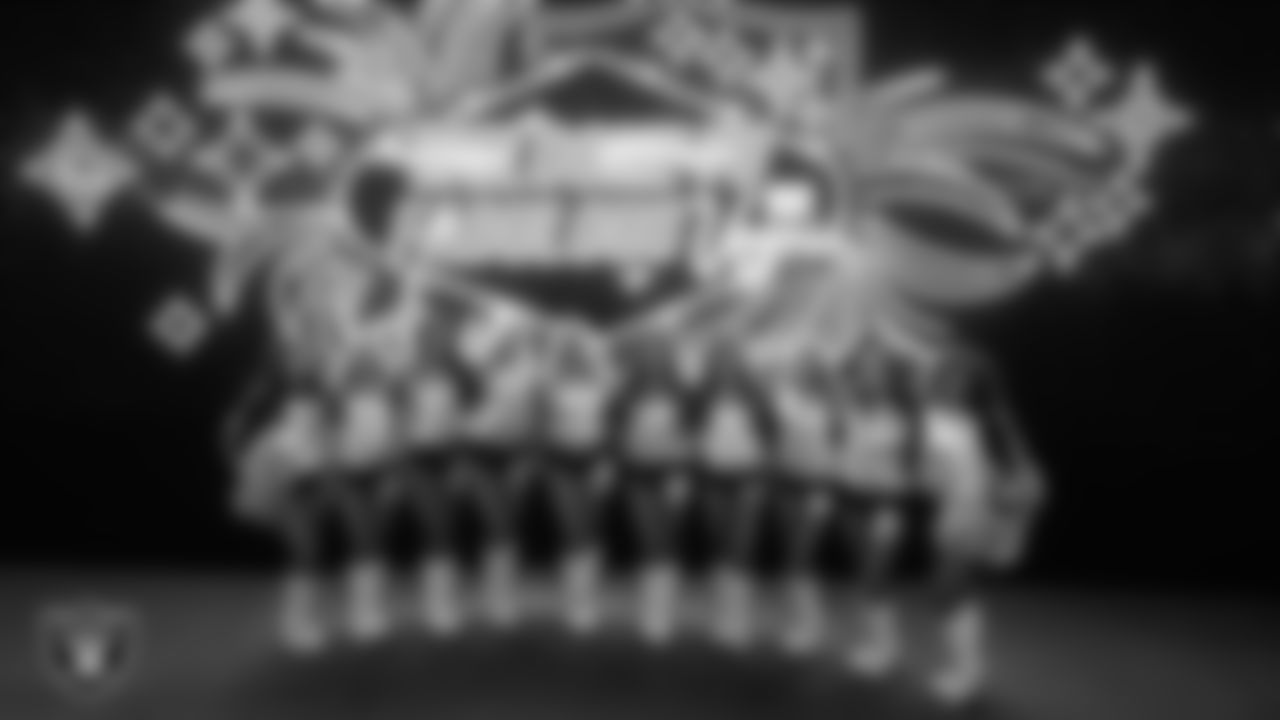 Line 3 of the Raiderettes before the regular season home game against the Denver Broncos at Allegiant Stadium.