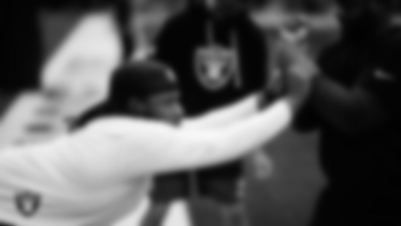 Las Vegas Raiders defensive tackle Tonka Hemingway (97) warming up before the regular season away game against the Houston Texans at NRG Stadium.