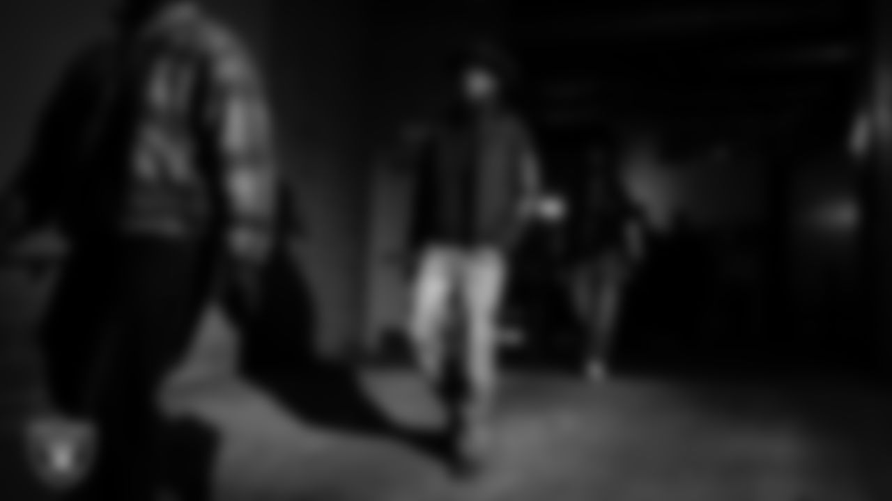 Las Vegas Raiders cornerback Decamerion Richardson (25) arrives to the regular season away game against the Houston Texans at NRG Stadium.