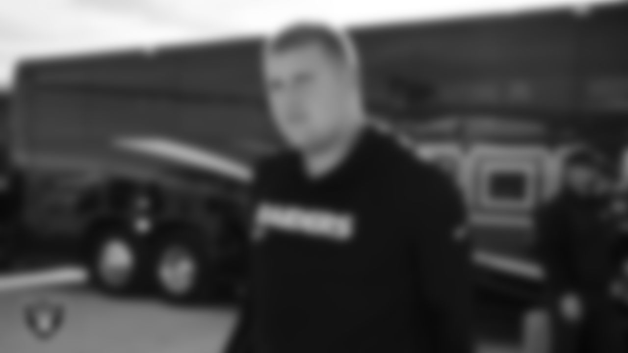 Las Vegas Raiders center Will Putnam (67) departs for the regular season away game against the Los Angeles Chargers.