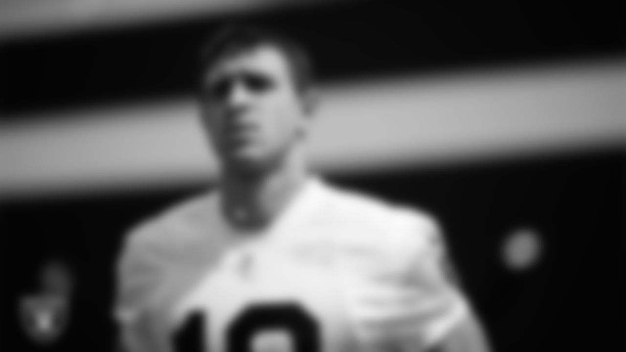 Las Vegas Raiders wide receiver Jack Bech (18) at an Organized Team Activity (OTA) at Intermountain Health Performance Center.