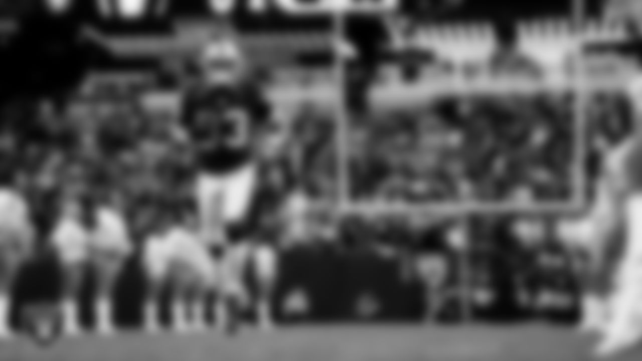 Las Vegas Raiders linebacker Jamal Adams (33) is introduced onto the field before the regular season home game against the Kansas City Chiefs at Allegiant Stadium.