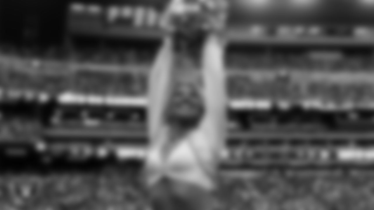 Raiderette Cori on the sidelines during the preseason home game against the San Francisco 49ers at Allegiant Stadium.