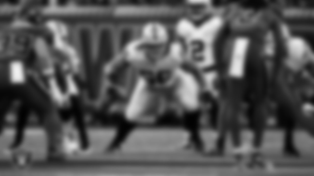 Las Vegas Raiders guard Dylan Parham (66) blocks during the regular season away game against the Houston Texans at NRG Stadium.