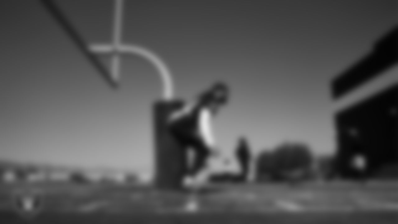 Las Vegas Raiders safety Jonathan Sutherland (40) at a workout during phase two of the offseason program at Intermountain Health Performance Center.