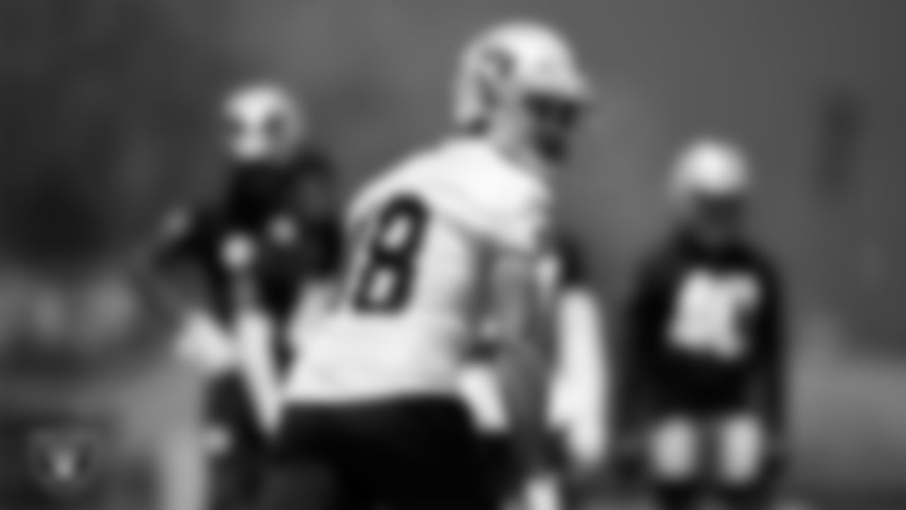Las Vegas Raiders wide receiver Jack Bech (18) at an Organized Team Activity (OTA) at Intermountain Health Performance Center.