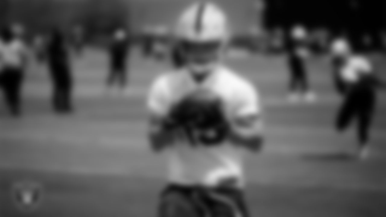 Las Vegas Raiders wide receiver Kyle Philips (15) at an Organized Team Activity (OTA) at Intermountain Health Performance Center.