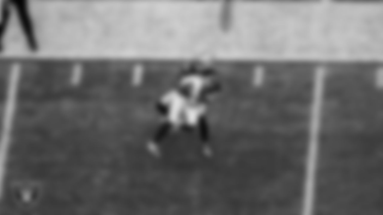 Las Vegas Raiders cornerback Kyu Blu Kelly (36) during the regular season home game against the Denver Broncos at Allegiant Stadium.