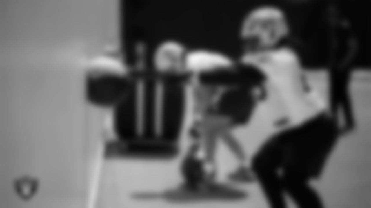 Las Vegas Raiders guard Dylan Parham (66) at an Organized Team Activity (OTA) at Intermountain Health Performance Center.