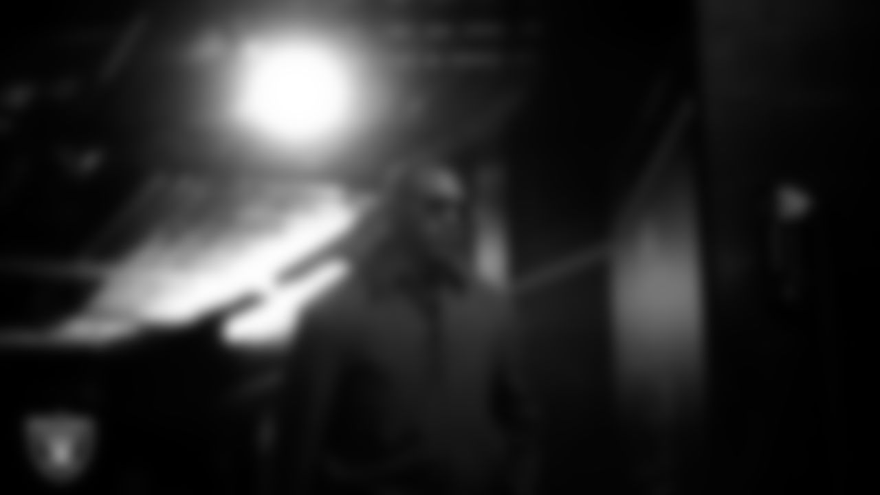 Las Vegas Raiders running back Zamir White (3) arrives to the regular season home game against the Denver Broncos at Allegiant Stadium.