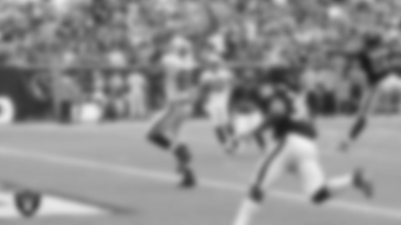 Oakland Raiders tight end Mychal Rivera (81) makes a 26-yard touchdown catch during the regular season away game against the Houston Texans at NRG Stadium, Sunday, November 17, 2013, in Houston, Texas.