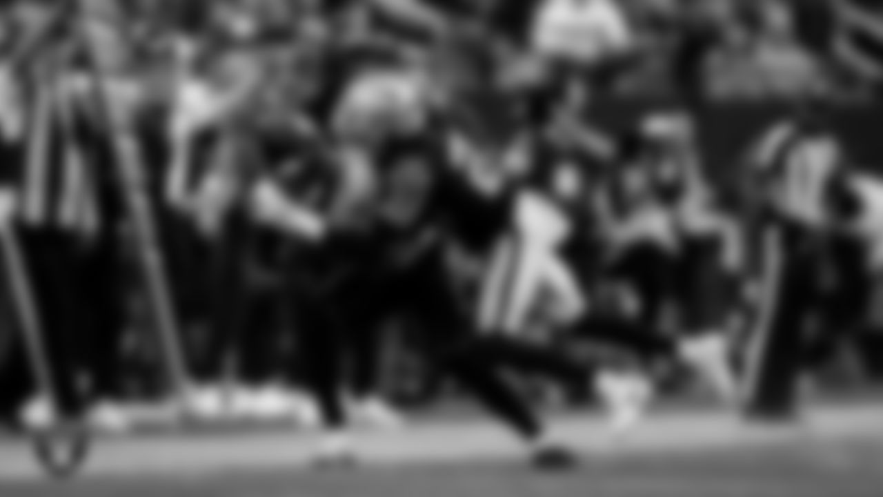 Las Vegas Raiders cornerback Darien Porter (26) makes a tackle during the regular season home game against the Jacksonville Jaguars at Allegiant Stadium.