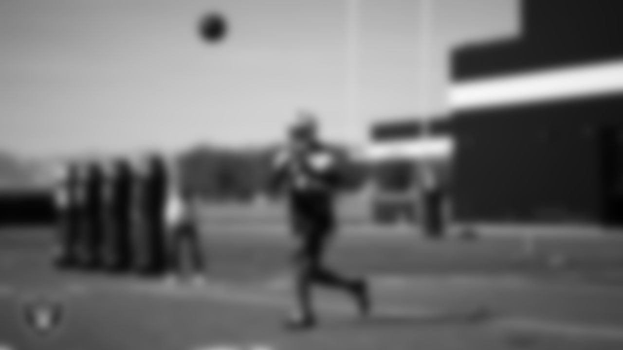 Las Vegas Raiders wide receiver Davante Adams (17) during practice at Intermountain Health Performance Center.