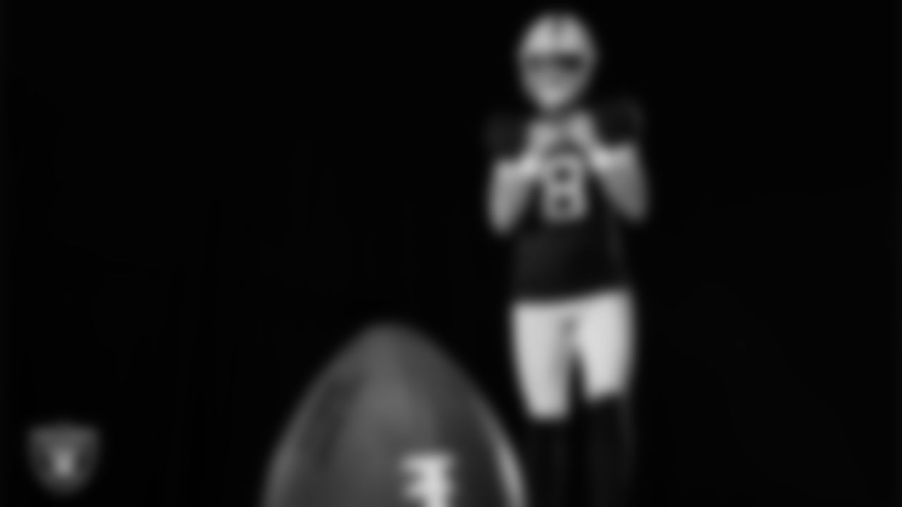 Las Vegas Raiders kicker Daniel Carlson (8) poses for a photo at the 2025 Raiders Media Day.