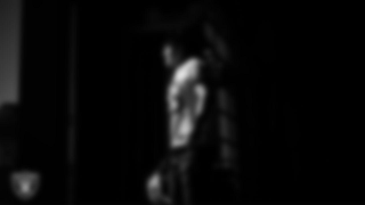 Las Vegas Raiders linebacker Cody Lindenberg (55) walks out to the field for practice at Intermountain Health Performance Center.