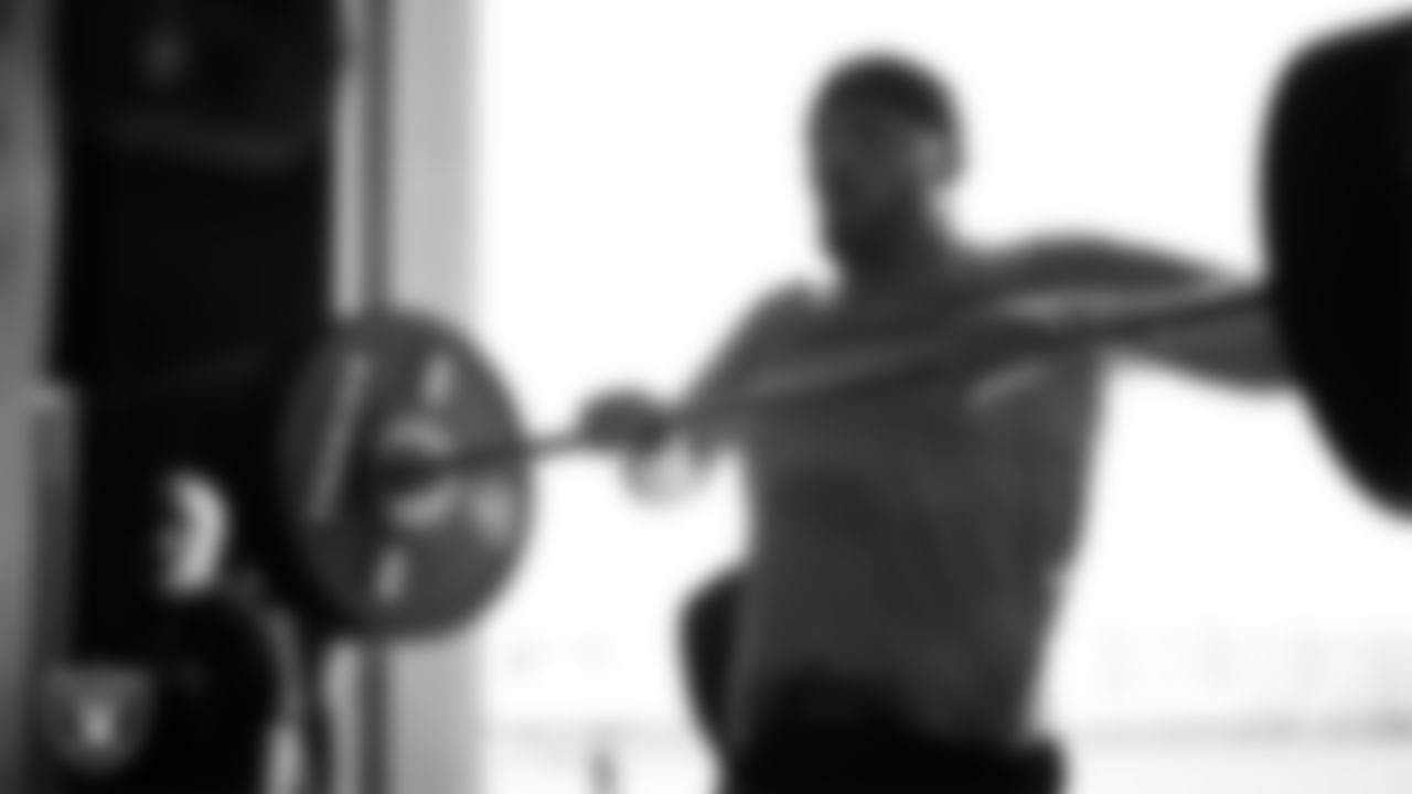 Las Vegas Raiders defensive end Maxx Crosby (98) at a workout during phase two of the offseason program at Intermountain Health Performance Center.