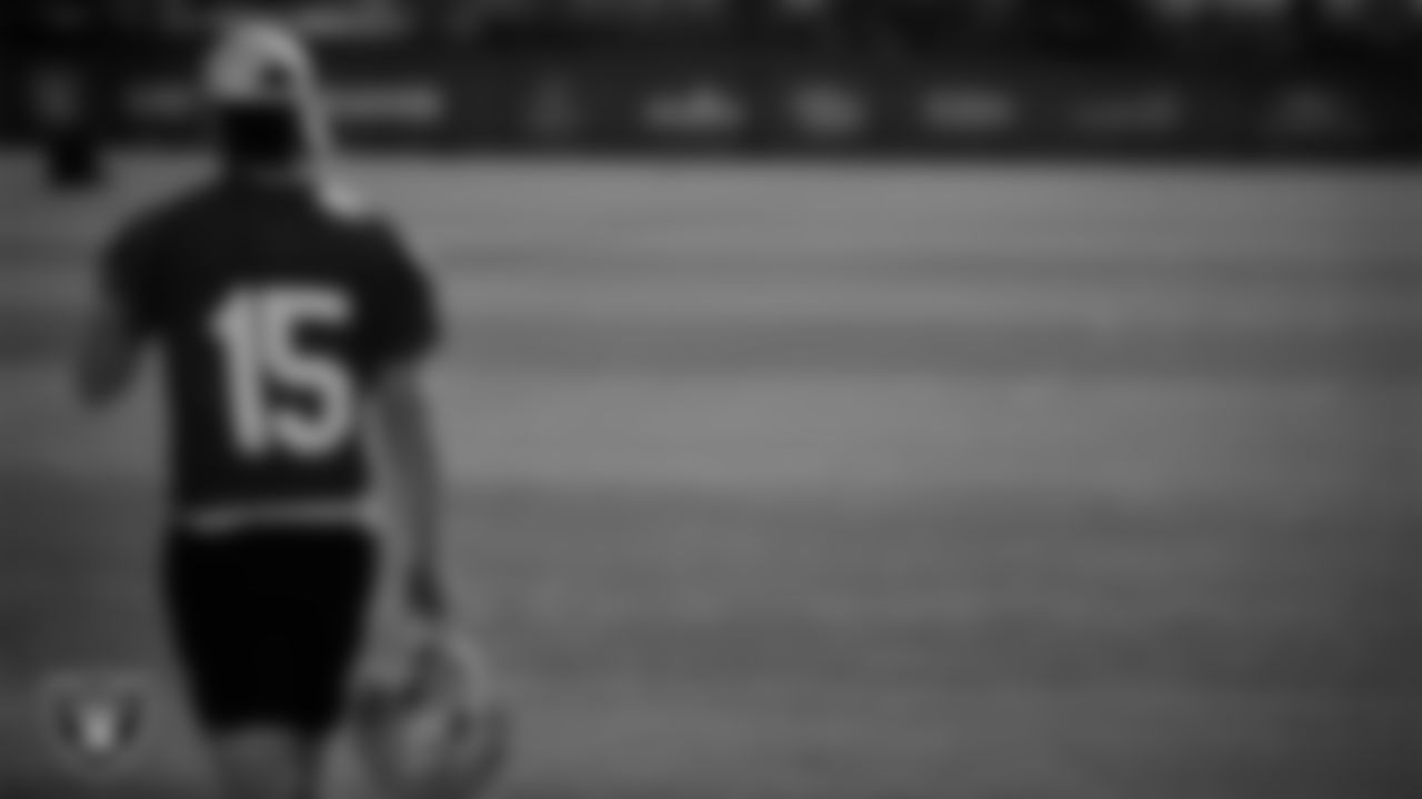 Las Vegas Raiders quarterback Kenny Pickett (15) during practice at Intermountain Health Performance Center.