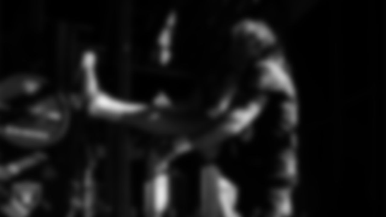 Las Vegas Raiders linebacker Cody Lindenberg (55) in the weight room during practice at Intermountain Health Performance Center.