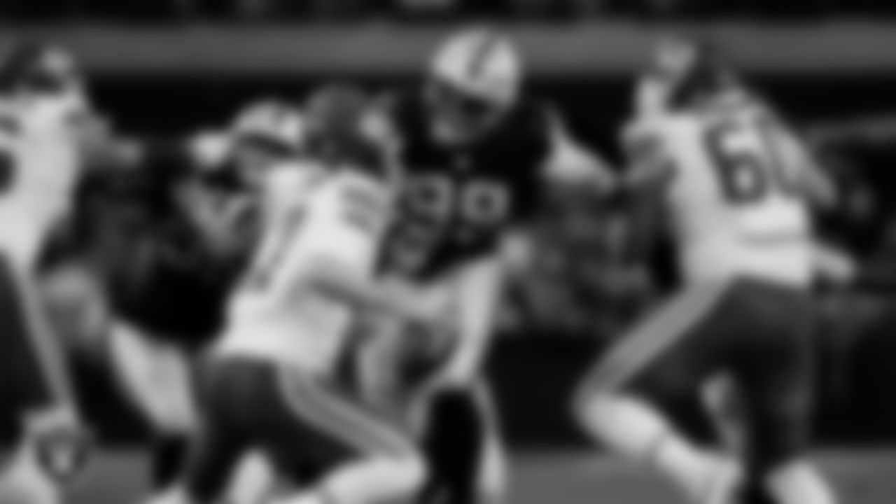 Las Vegas Raiders defensive tackle Thomas Booker IV (99) during the regular season home game against the Kansas City Chiefs at Allegiant Stadium.