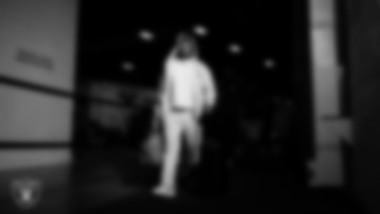 Las Vegas Raiders wide receiver Tre Tucker (1) arrives to the regular season away game against the Denver Broncos at Empower Field at Mile High.