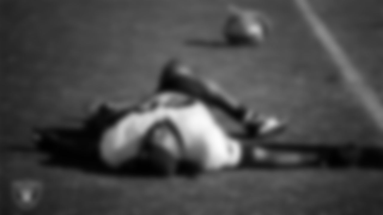 Las Vegas Raiders defensive tackle Adam Butler (69) during practice at Intermountain Health Performance Center.