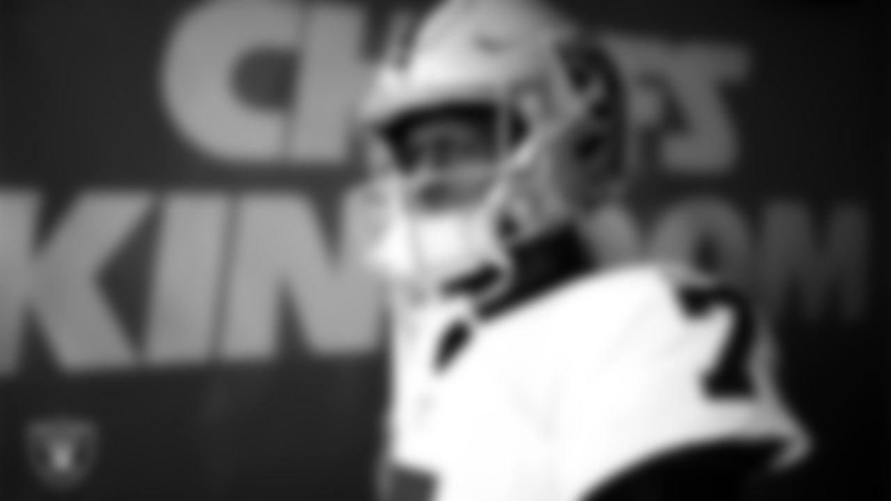 Las Vegas Raiders quarterback Geno Smith (7) walks down the tunnel before the regular season away game against the Kansas City Chiefs at GEHA Field at Arrowhead Stadium.