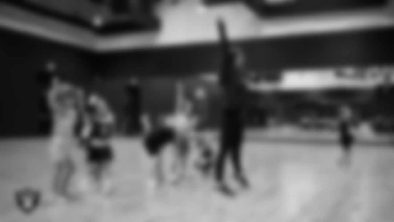 Raiderette Ashtin with dancers during day one of summer camp at The Studio.