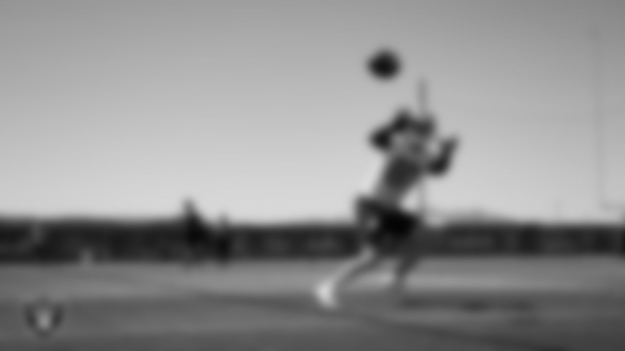 Las Vegas Raiders wide receiver Alex Bachman (81) at an Organized Team Activity (OTA) at Intermountain Health Performance Center.