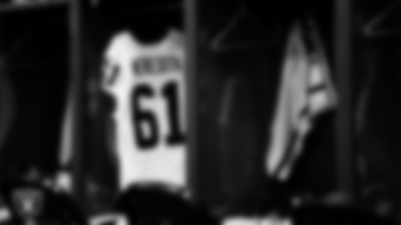 The locker room prior to the Las Vegas Raiders' arrival for their regular season away game against the Indianapolis Colts at Lucas Oil Stadium.