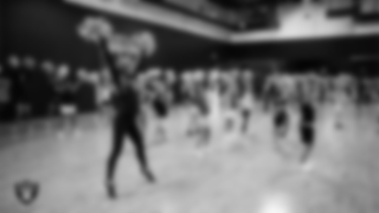Raiderette Hayley with dancers during day two of summer camp at The Studio.