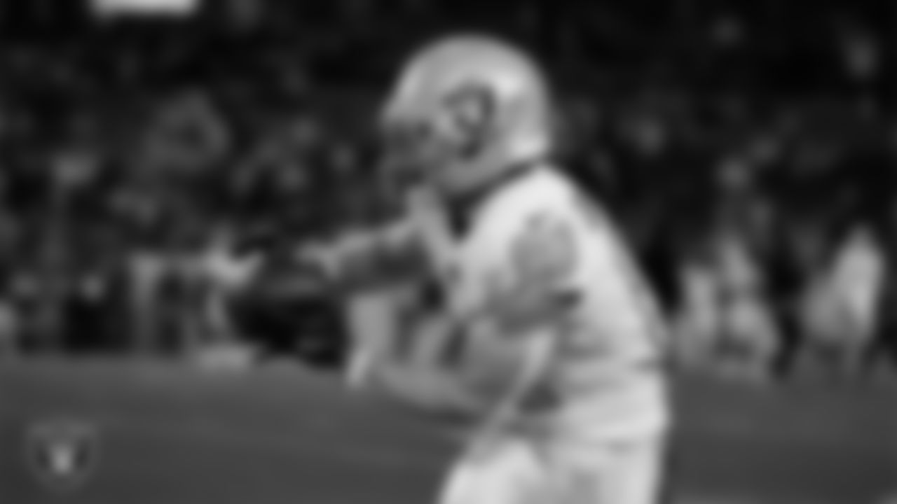 Las Vegas Raiders wide receiver Alex Bachman (81) warming up before the regular season away game against the Denver Broncos at Empower Field at Mile High.