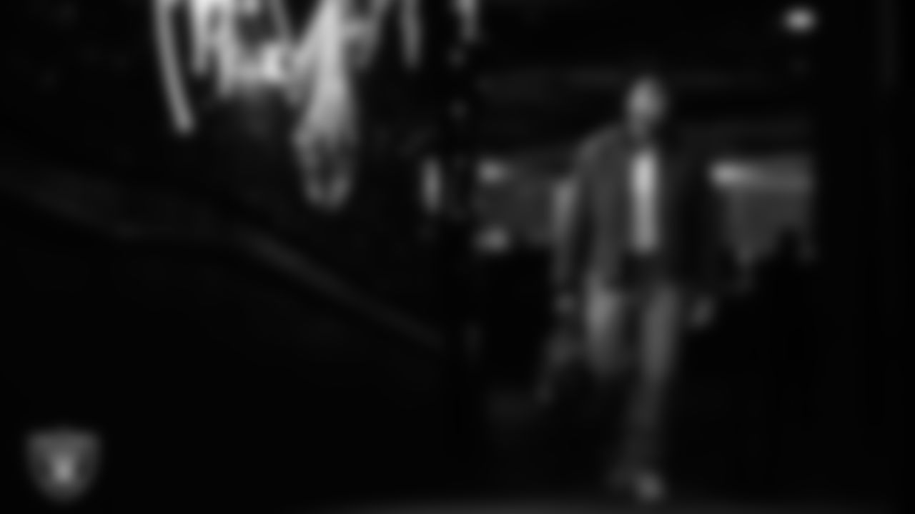 Las Vegas Raiders defensive end Malcolm Koonce (51) arrives to the regular season home game against the Dallas Cowboys at Allegiant Stadium.