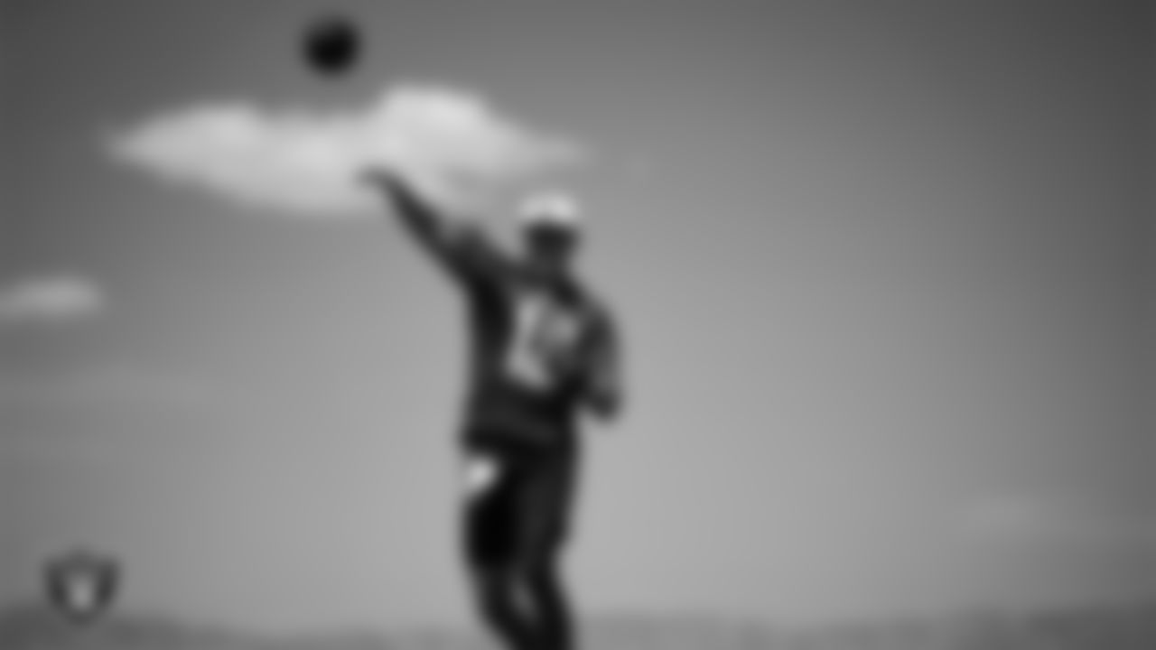 Las Vegas Raiders quarterback Aidan O'Connell (12) at a workout during phase two of the offseason program at Intermountain Health Performance Center.