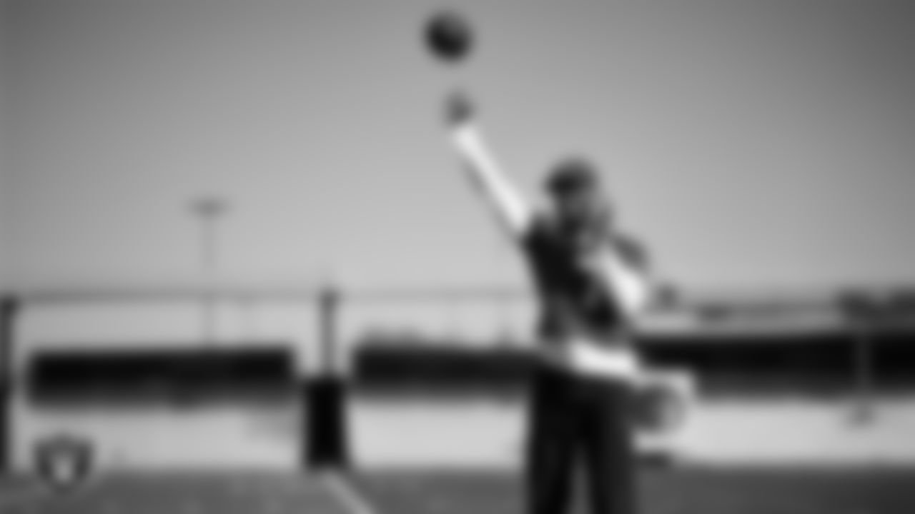 Las Vegas Raiders quarterback Geno Smith (7) during practice at Intermountain Health Performance Center.