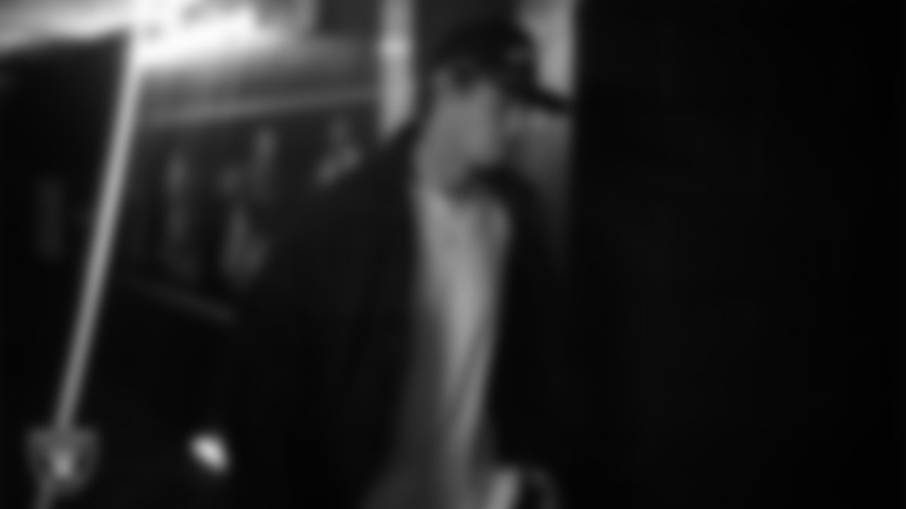 Las Vegas Raiders kicker Daniel Carlson (8) arrives to the regular season home game against the Kansas City Chiefs at Allegiant Stadium.