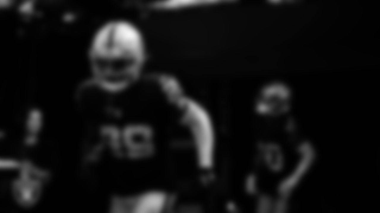 Las Vegas Raiders safety Chris Smith II (29) walks down the tunnel before the preseason home game against the San Francisco 49ers at Allegiant Stadium.