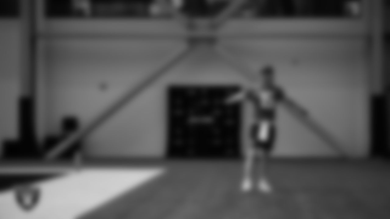 Las Vegas Raiders quarterback Kenny Pickett (15) during practice at Intermountain Health Performance Center.