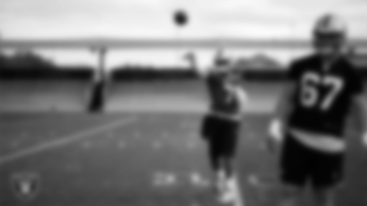 Las Vegas Raiders quarterback Geno Smith (7) during practice at Intermountain Health Performance Center.