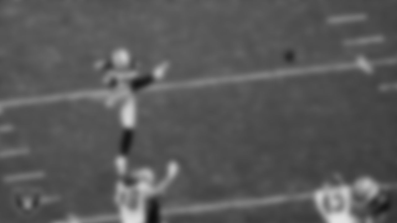 Las Vegas Raiders punter AJ Cole (6) punts during the regular season home game against the Kansas City Chiefs at Allegiant Stadium.