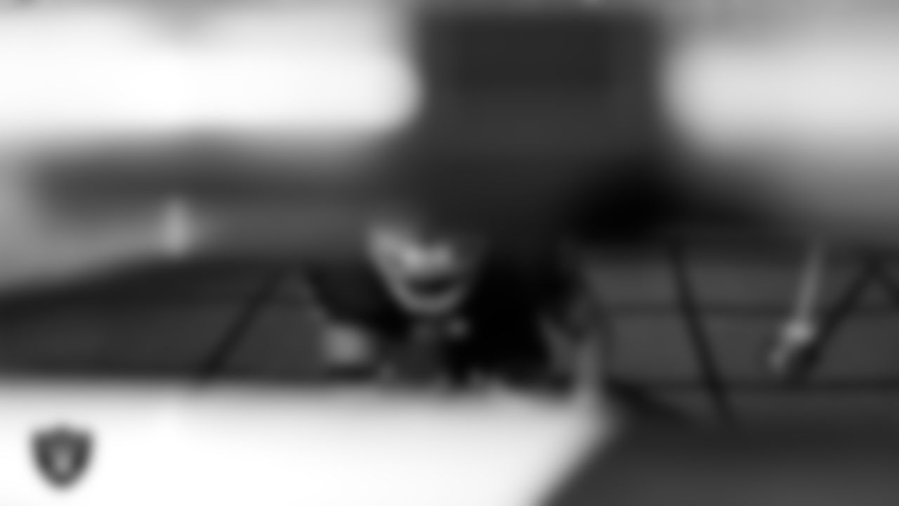 Las Vegas Raiders defensive end Tyree Wilson (9) during practice at Intermountain Health Performance Center.