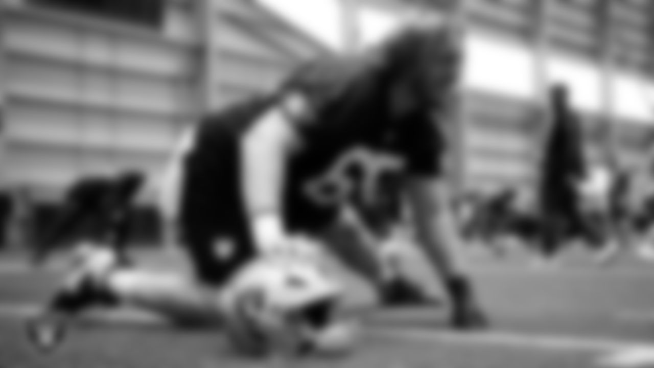 Las Vegas Raiders guard Alex Cappa (65) during practice at Intermountain Health Performance Center.