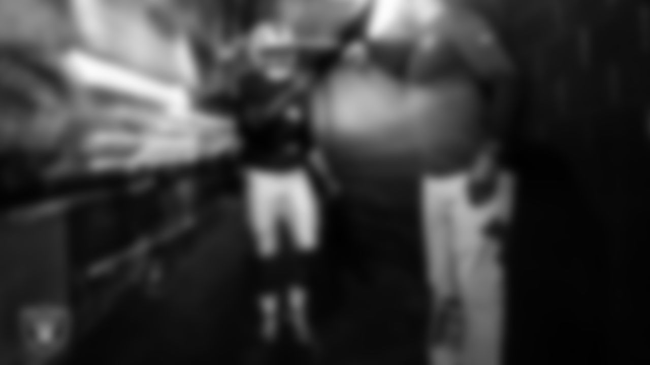 Las Vegas Raiders running back Ashton Jeanty (2) walks down the tunnel before the regular season home game against the Jacksonville Jaguars at Allegiant Stadium.