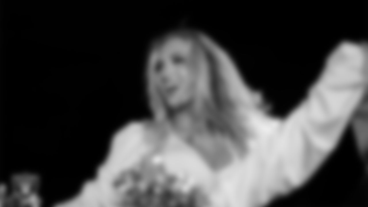 Raiderette Taylor performs with rapper and record producer Lil Jon during halftime at the Las Vegas Raiders regular season home game against the Los Angeles Chargers at Allegiant Stadium.