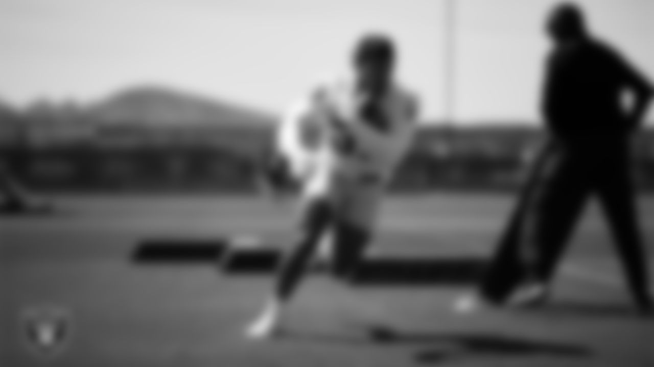 Las Vegas Raiders running back Chris Collier (33) at a workout during phase two of the offseason program at Intermountain Health Performance Center.