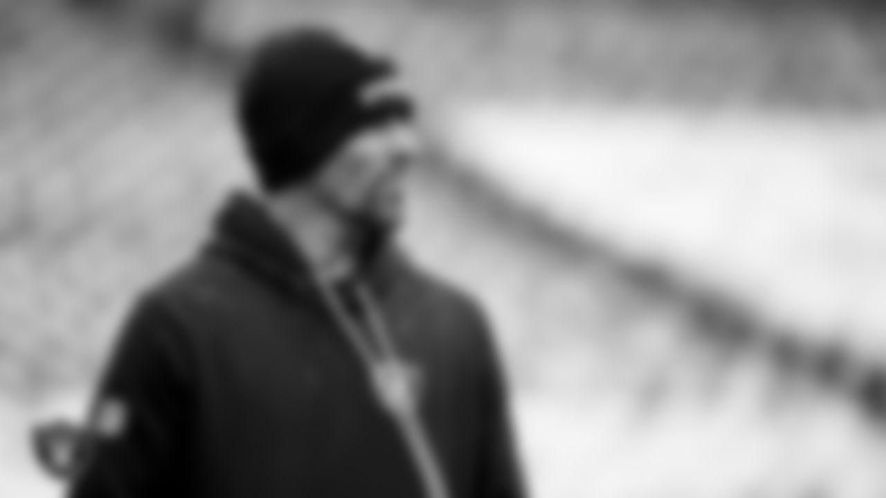 Las Vegas Raiders run game coordinator/defensive line coach Rob Leonard before the regular season away game against the Philadelphia Eagles at Lincoln Financial Field.