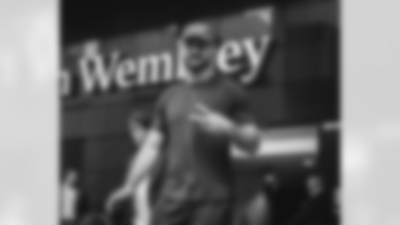 84 TE Colby Parkinson arrives at Wembley Stadium for today's Week 7 game against the Jaguars