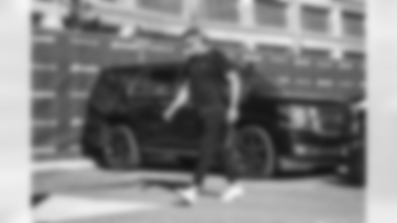 42 P Ethan Evans arrives at SoFi Stadium for Sunday Night Football against the Buccaneers